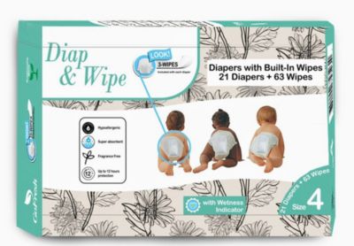 Diap & Wipe Size 4 21 Diapers + 63 Gentle Wipes by GoFresh Group