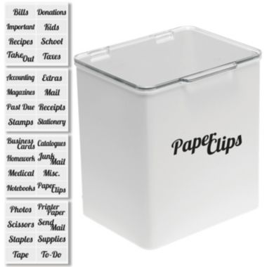 mDesign Plastic Stackable Home, Office Storage Box + 32 Labels. View a larger version of this product image.
