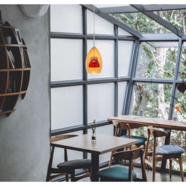 Cal Lighting Integrated Dimmable Led Double Glass Mini Pendant Light. 6W, 450 Lumen, 3000K, Amber/Red. View a larger version of this product image.