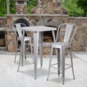 Flash Furniture Lily Commercial Grade 4 Pack 30" High Silver Metal Indoor-Outdoor Barstool with Removable Back