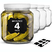 Stock Your Home 1/2 Gallon (64 oz) Glass Jar - 4 Pack