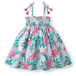 Hope & Henry Girls' Smocked Dress with Tassels (Floral Print Smocked, 3)