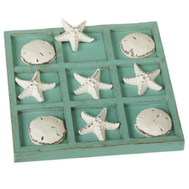 Ganz Distressed Starfish and Sand Dollar Tic-Tac-Toe Board 9 x 9 Inch. View a larger version of this product image.