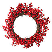 Northlight Crimson and Merlot Red Berries Artificial Winter Christmas Wreath - 16-Inch, Unlit