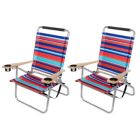 Alternate image 0 for Garden Elements Foldable Reclining Aluminum Beach Chairs With Cupholders and Carrying Strap, Multicolor, Pack of 2