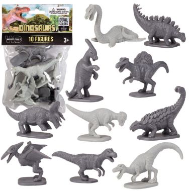SCS Direct 10 Pcs Dinosaur Action Figure Playset - Toy Figures - T-Rex to Stegosaurus - Perfect for Cake Toppers, Party Favors, Decorations and Dioramas. View a larger version of this product image.