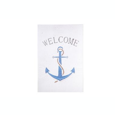 Urban Trends Collection Wood Rectangle Wall Decor with Printed "Welcome Sign on Anchor" Design Smooth Finish White. View a larger version of this product image.