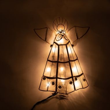 Kurt Adler (# UL0340) Capiz Christmas Treetop Angel With Trumpet, Lighted, 10.5". View a larger version of this product image.