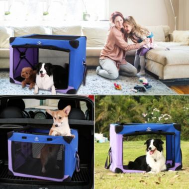 Ownpets Portable Dog Crate,M Size(Blue and Purple). View a larger version of this product image.