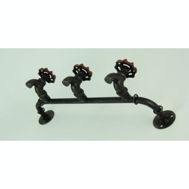 VIP Home and Garden Triple Garden Faucet and Pipe Metal Wall Hook Rack. View a larger version of this product image.