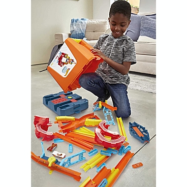Hot Wheels Track Builder Unlimited Power Boost Box Compatible id Four Plus Builds 20 feet of Track Gift idea for Kids. View a larger version of this product image.
