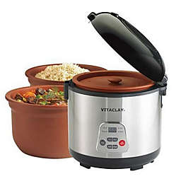 VITACLAY 2-IN-1 ORGANIC RICE N' SLOW COOKER IN CLAY POT - 4 Quarts, 8 Rice Measuring Cups