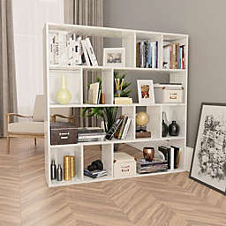 vidaXL Room Divider/Book Cabinet High Gloss White 43.3