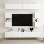 vidaXL 8 Piece TV Cabinet Set White Engineered Wood