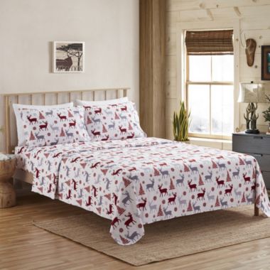 Sweet Home Collection Flannel Sheets Warm and Cozy Deep Pocket Breathable All Season Bedding Set, King, Buffalo Deers. View a larger version of this product image.