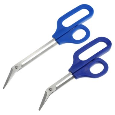 Unique Bargains Stainless Steel 2 Pieces Toenail Scissors, for Elderly Thick Nail Cuticle Trimmer Long Handled Manicure Pedicure Tool, Blue. View a larger version of this product image.