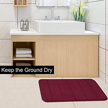 PiccoCasa Memory Foam Bath Mat Rug for Bathroom, Soft and Absorbent Bath Rug Mat, Velvet Bathroom Floor Mat for in The Front of Bathtub, Toilet, 32"X20" Burgundy. View a larger version of this product image.
