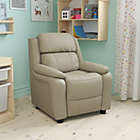 Alternate image 0 for Flash Furniture Deluxe Padded Contemporary Beige Vinyl Kids Recliner With Storage Arms - Beige Vinyl