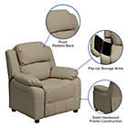 Alternate image 2 for Flash Furniture Deluxe Padded Contemporary Beige Vinyl Kids Recliner With Storage Arms - Beige Vinyl
