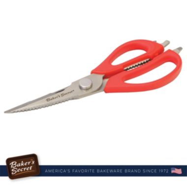 Baker's Secret Kitchen Scissors, Stainless Steel 8.5", Kitchen Essentials, Red. View a larger version of this product image.