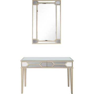 Camden Isle Contemporary Hallway, Entryway, Home Decorative Keeley Wall Mounted Mirror and Console Table with 2 Storage Drawers - Clear. View a larger version of this product image.