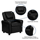 Alternate image 2 for Flash Furniture Contemporary Black Leathersoft Kids Recliner With Cup Holder And Headrest - Black LeatherSoft