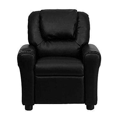 Flash Furniture Contemporary Black Leathersoft Kids Recliner With Cup Holder And Headrest - Black LeatherSoft. View a larger version of this product image.