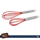 Alternate image 2 for Baker's Secret 2x Whisk, 8" & 10", Set of 2 Whiskes, Heat Resistant, Kitchen Essentials, Silicone, Red