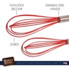 Alternate image 3 for Baker's Secret 2x Whisk, 8" & 10", Set of 2 Whiskes, Heat Resistant, Kitchen Essentials, Silicone, Red