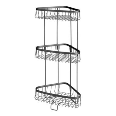 mDesign Metal 3-Tier Vertical Corner Shelf Unit for Bathroom Storage. View a larger version of this product image.