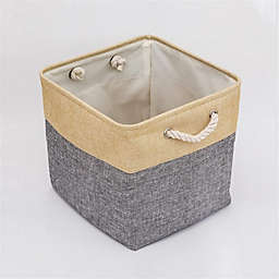 Kitcheniva Large Storage Basket Rectangular Fabric Collapsible Organizer Bin Box 13×13×13In Beige Gray