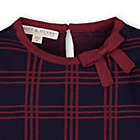 Alternate image 2 for Hope & Henry Girls&#39; Bow Detail Sweater Dress (Navy and Berry Plaid, 12-18 Months)