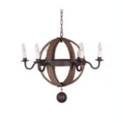 TX USA Wood and Metal Sphere Chandelier - Natural