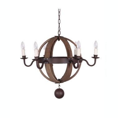 TX USA Wood and Metal Sphere Chandelier - Natural. View a larger version of this product image.