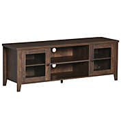 HOMCOM Modern TV Stand, Entertainment Center with Shelves and Cabinets for Flatscreen TVs up to 60", Coffee