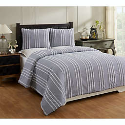 Twin Winston Comforter 100% Cotton Tufted Chenille Comforter Set Navy - Better Trends
