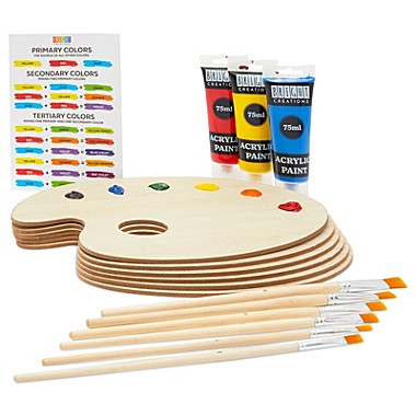 Bright Creations Wooden Oval Painting Palette Kit with Brushes and Acrylic Paint Tubes (15 Pieces). View a larger version of this product image.