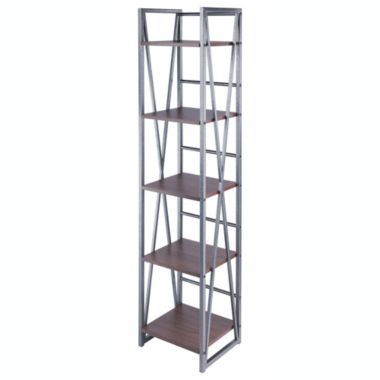 Winsome Isa 5-Tier Shelf, Graphite and Walnut. View a larger version of this product image.