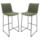Alternate image 0 for LeisureMod Brooklyn 29.9 Modern Leather Bar Stool With Black Iron Base & Footrest Set of 2