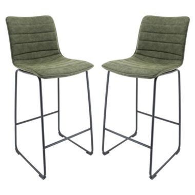 LeisureMod Brooklyn 29.9 Modern Leather Bar Stool With Black Iron Base & Footrest Set of 2. View a larger version of this product image.