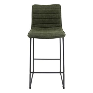 LeisureMod Brooklyn 29.9 Modern Leather Bar Stool With Black Iron Base & Footrest Set of 2. View a larger version of this product image.