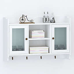 vidaXL White MDF Wall Cabinet Display Shelf Book/DVD/Glass Storage