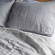 100% French Linen Quilt & Sham Set   Bokser Home - Full/Queen - Pebble/Pinstripe