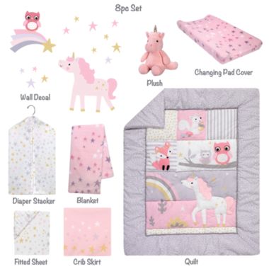 Bedtime Originals Rainbow Unicorn Pink/Purple 8-Piece Nursery Baby Crib Bedding Set - Fox/ Squirrel/ Owl. View a larger version of this product image.