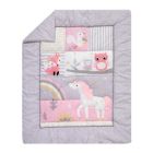 Alternate image 2 for Bedtime Originals Rainbow Unicorn Pink/Purple 8-Piece Nursery Baby Crib Bedding Set - Fox/ Squirrel/ Owl