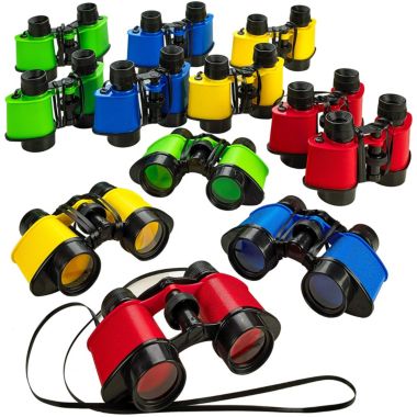 Kicko Toy Binoculars with Neck String - 24 Pack - 3.5 x 5 Inch - Novelty Binoculars for Children, Sightseeing, Birdwatching, Wildlife, Outdoors, Scenery, Pretend, Play, Colors May Vary. View a larger version of this product image.