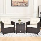 Alternate image 0 for Costway 3 Pcs Patio Rattan Furniture Set Cushioned Conversation Set Coffee Table