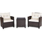 Alternate image 2 for Costway 3 Pcs Patio Rattan Furniture Set Cushioned Conversation Set Coffee Table