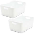 Alternate image 0 for Juvale Plastic Storage Bins, White Container for Shelves (13 x 9.5 x 5.5 In, 2 Pack)