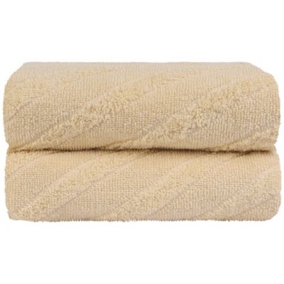 PiccoCasa 100% Cotton Diagonal Weave Absorbent Bath Towels 27"X55" Light Yellow 2 Pcs